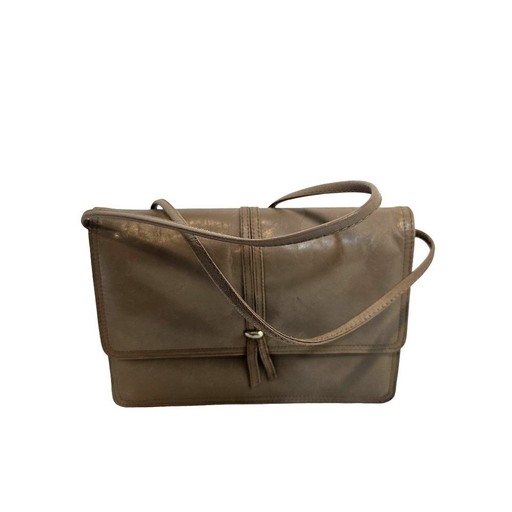 Vintage Koret Leather Crossbody/Clutch Bag Leather Lined Medium Rectangle Taupe